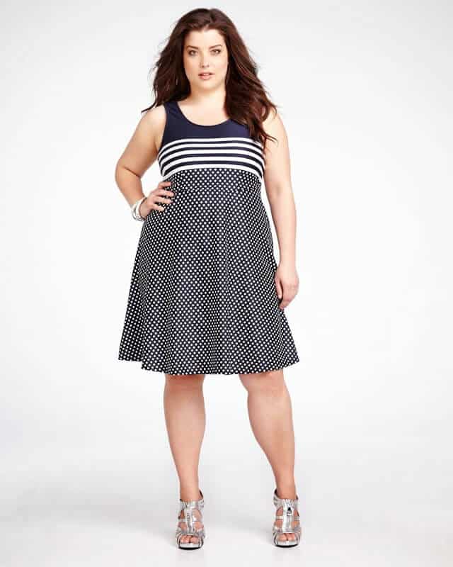 Addition Elle's Printed Fit & Flare dress in Nautical design.