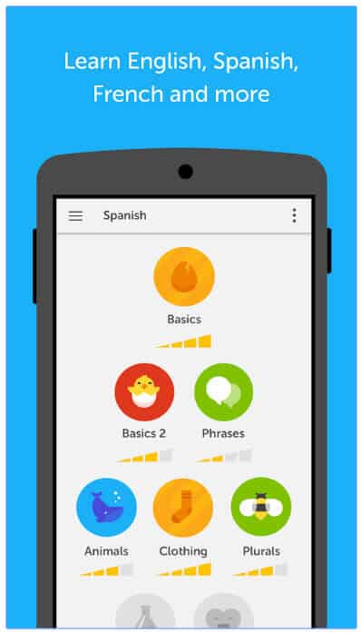 Duolingo App available iOS and Android